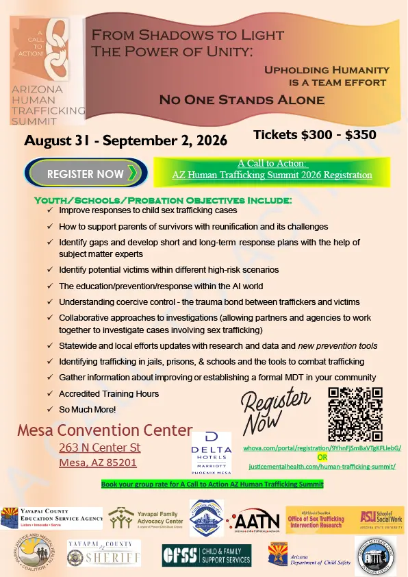 2026 Arizona Human Trafficking Summit Youth, Schools, Probation objectives